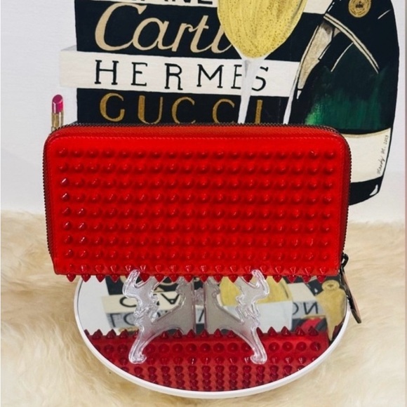 Christian Louboutin Handbags - Christian Louboutin Fire Red Studded/Spiked Long Wallet